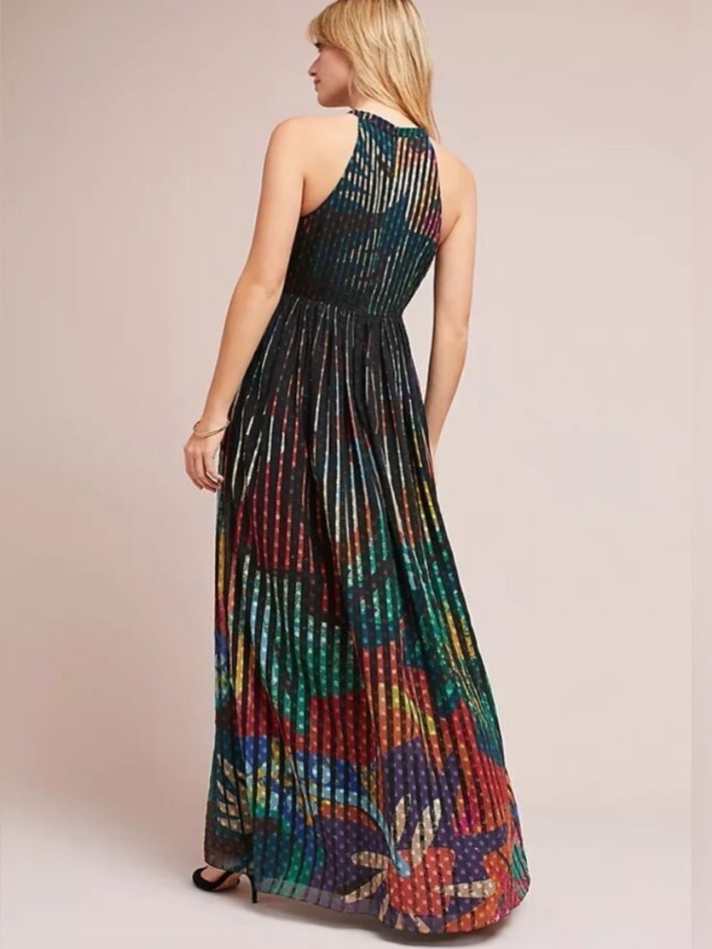 Anthropologie Vacation Wedding Geisha Designs Kalinka Dress Sz 10 Pleated Boho - Picture 9 of 12